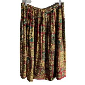 Greek design vintage elastic waist size 12 mid length skirt